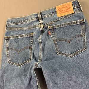 Levis 505‎ Jeans Mens 32x34 Straight Leg Medium Wash Denim Zip Fly Distressed